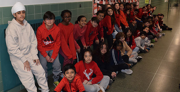 Meadowbrook Elementary School Students wearing red