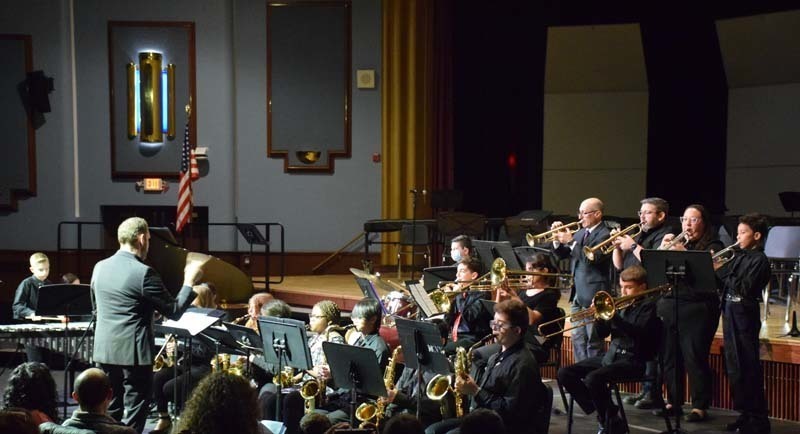 Musicians perform in the auditorium