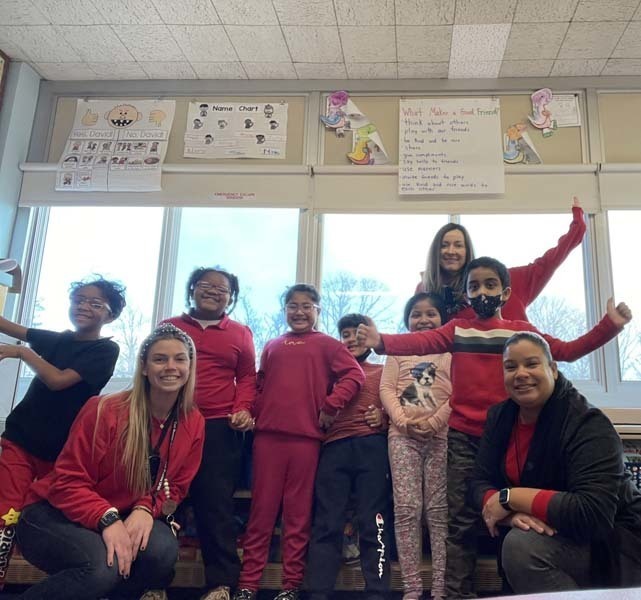 Meadowbrook Elementary School Students wearing red