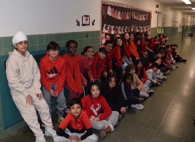 Meadowbrook Elementary School Students wearing red