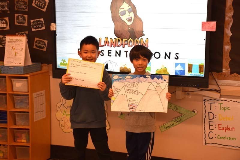 Students Holding Up Artwork