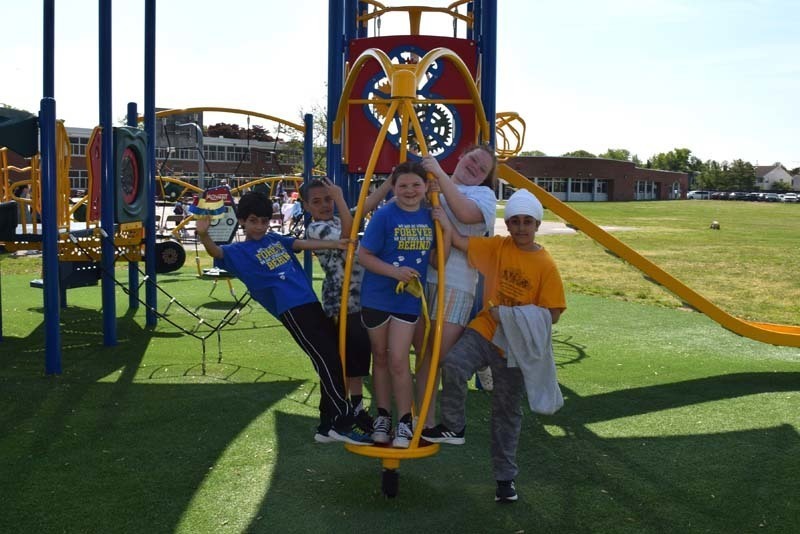 Students at new playground 