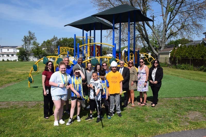 Students at new playground 