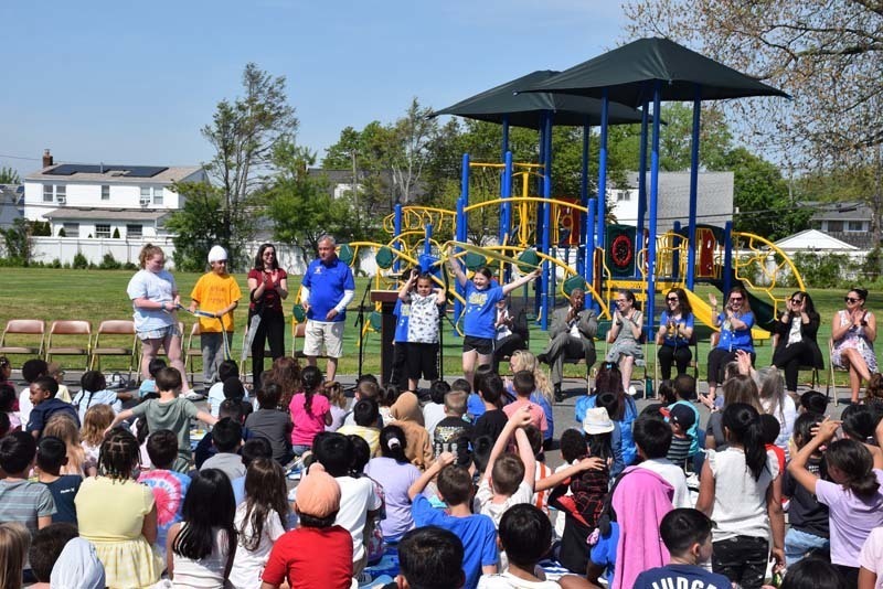 Students at new playground 